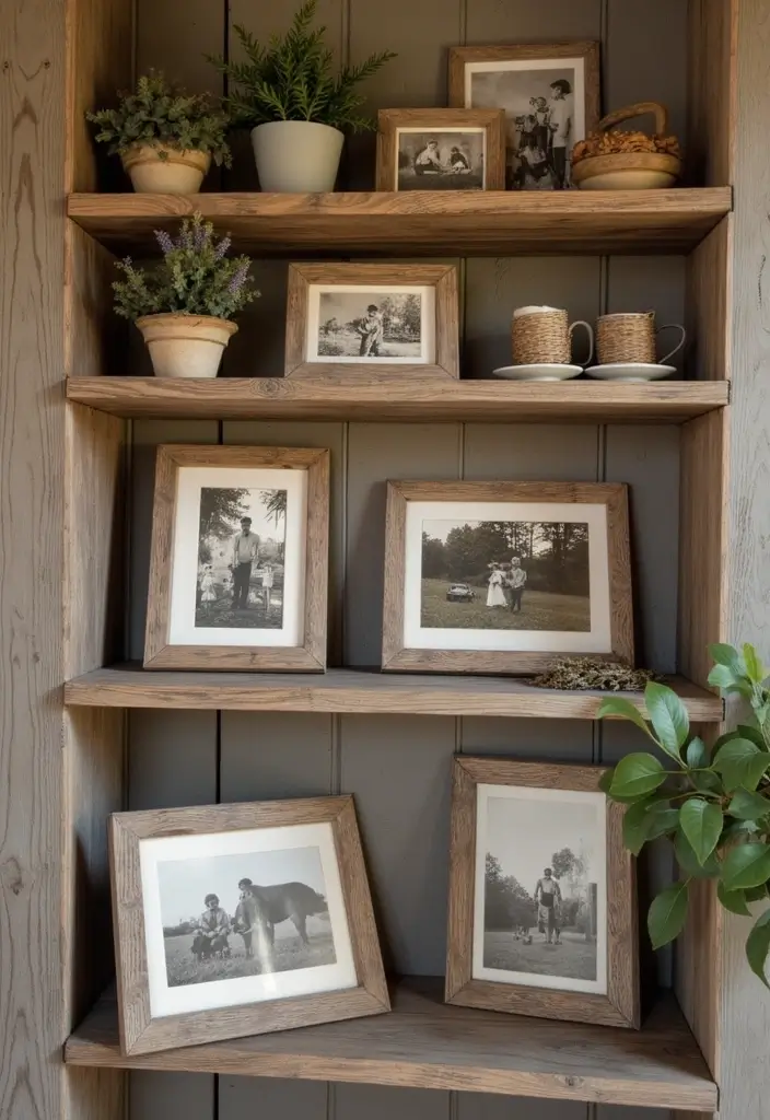 25 Dining Room Shelf Decor Ideas with Wooden Accents 35 25 Dining Room Shelf Decor Ideas with Wooden Accents - 17. Rustic Frames