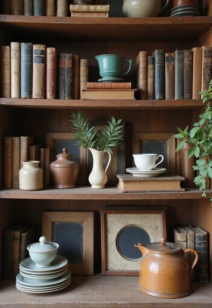 25 Dining Room Shelf Decor Ideas with Wooden Accents 2 25 Dining Room Shelf Decor Ideas with Wooden Accents - 2. Vintage Finds