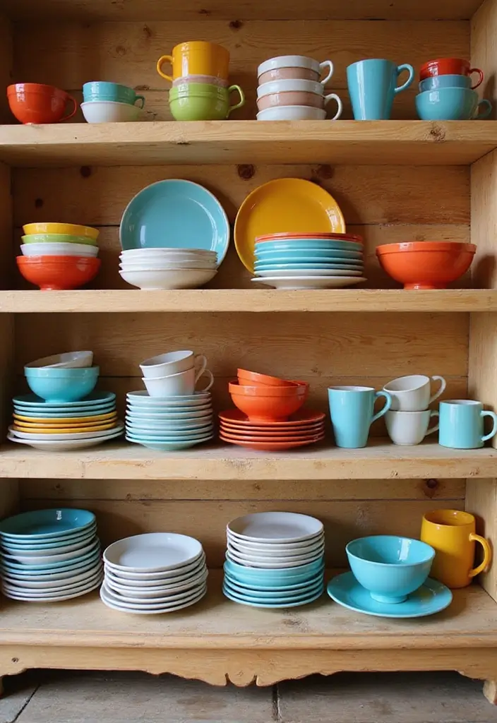 25 Dining Room Shelf Decor Ideas with Wooden Accents 40 25 Dining Room Shelf Decor Ideas with Wooden Accents - 20. Colorful Dishware
