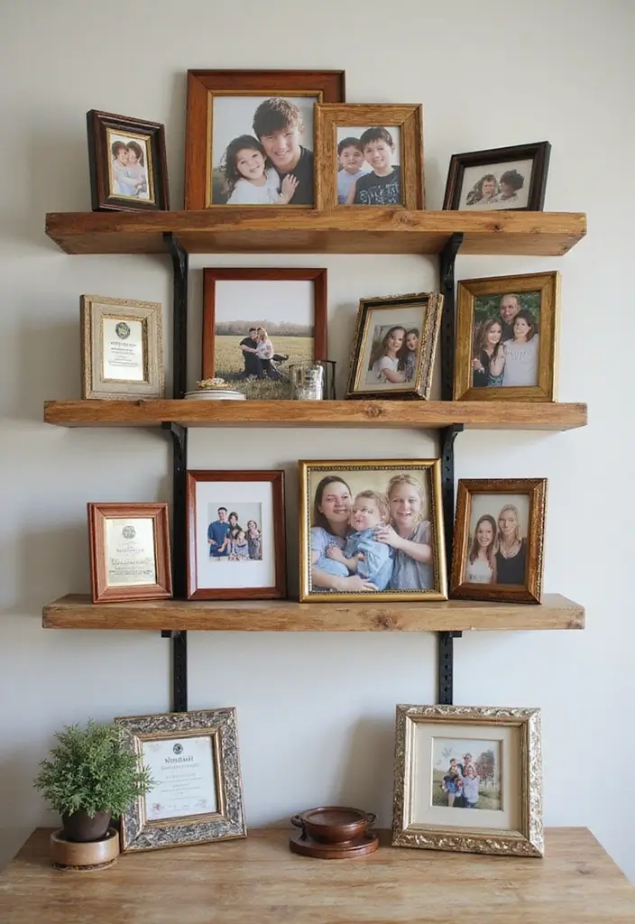 25 Dining Room Shelf Decor Ideas with Wooden Accents 24 25 Dining Room Shelf Decor Ideas with Wooden Accents - 6. Family Memories