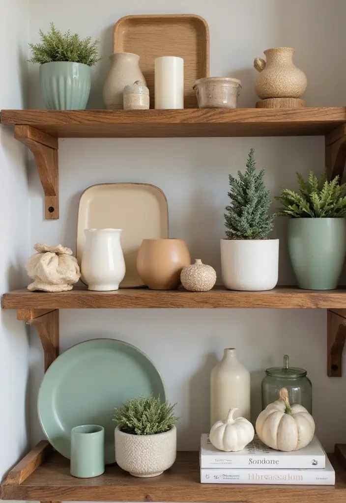 25 Dining Room Shelf Decor Ideas with Wooden Accents 25 25 Dining Room Shelf Decor Ideas with Wooden Accents - 7. Color Palette Cohesion