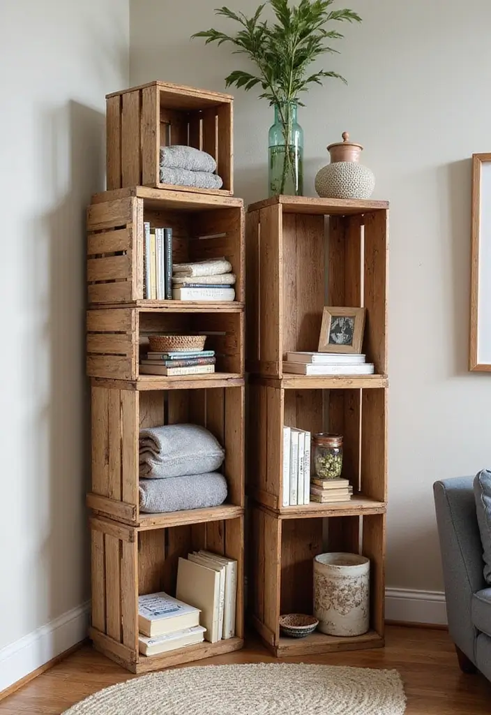 25 Easy DIY Home Decor Wood Project Ideas for Beginners 9 25 Easy DIY Home Decor Wood Project Ideas for Beginners - 3. Wooden Crate Storage