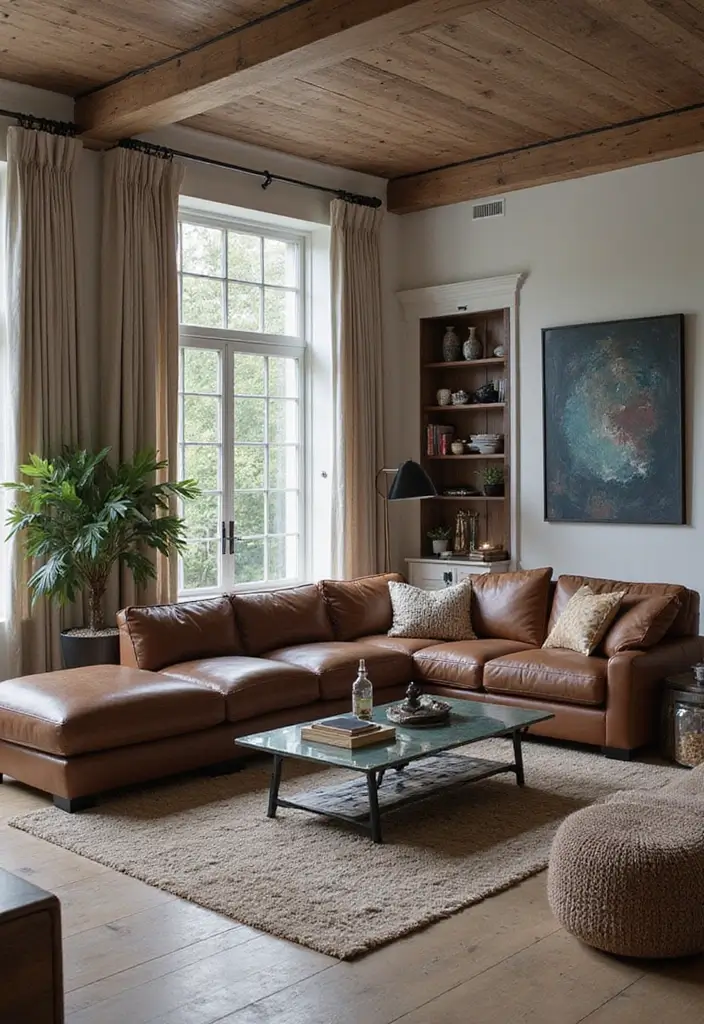 25 Living Room Decor Ideas Featuring Rich Dark Wood Finishes 37 25 Living Room Decor Ideas Featuring Rich Dark Wood Finishes - 13. Dark Wood in Mixed Media Decor