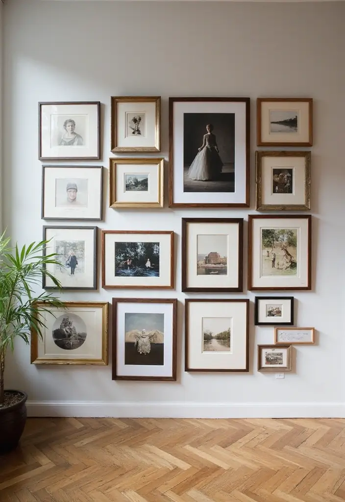 25 Living Room Decor Ideas Featuring Rich Dark Wood Finishes 22 25 Living Room Decor Ideas Featuring Rich Dark Wood Finishes - 6. Create a Gallery Wall with Dark Wood Frames