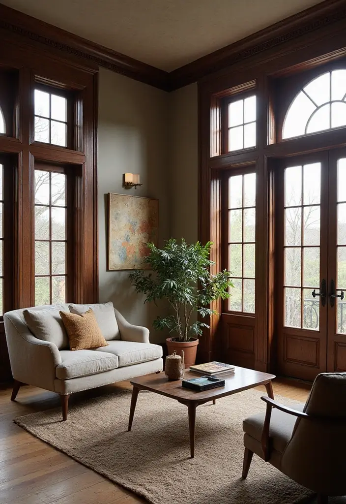 25 Living Room Decor Ideas Featuring Rich Dark Wood Finishes 31 25 Living Room Decor Ideas Featuring Rich Dark Wood Finishes - 9. Highlighting Architectural Details with Dark Wood
