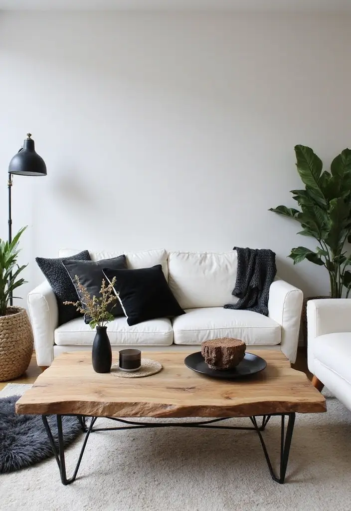 25 Natural Wood Black and White Decor Ideas for Modern Homes 15 25 Natural Wood Black and White Decor Ideas for Modern Homes - 3. Natural Wood Coffee Table