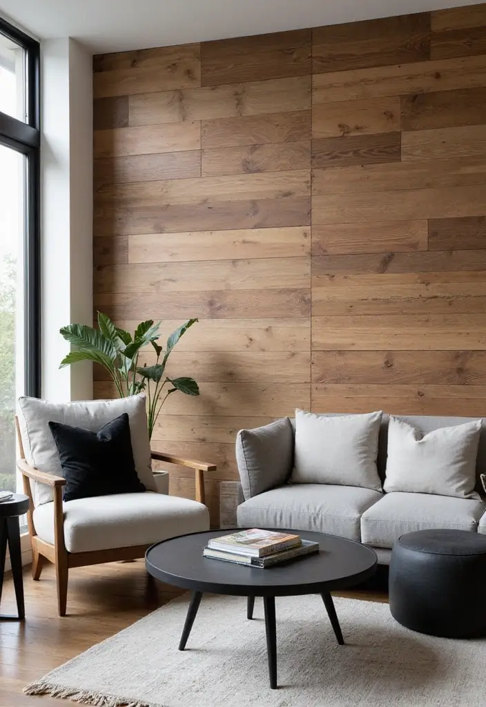 25 Natural Wood Black and White Decor Ideas for Modern Homes 38 25 Natural Wood Black and White Decor Ideas for Modern Homes - 8. Wood Accent Walls