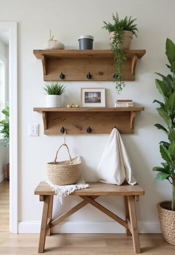 25 Simple DIY Wood Projects for Chic and Affordable Home Decor 78 25 Simple DIY Wood Projects for Chic and Affordable Home Decor - 16. Wooden Wall Shelf with Hooks
