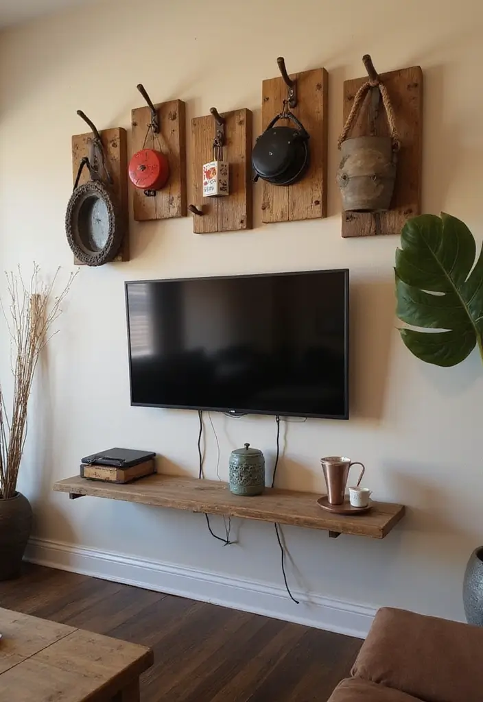 25 TV Wall Decor Ideas Using Pallet Wood 24 25 TV Wall Decor Ideas Using Pallet Wood - 12. Pallet Wood Hooks