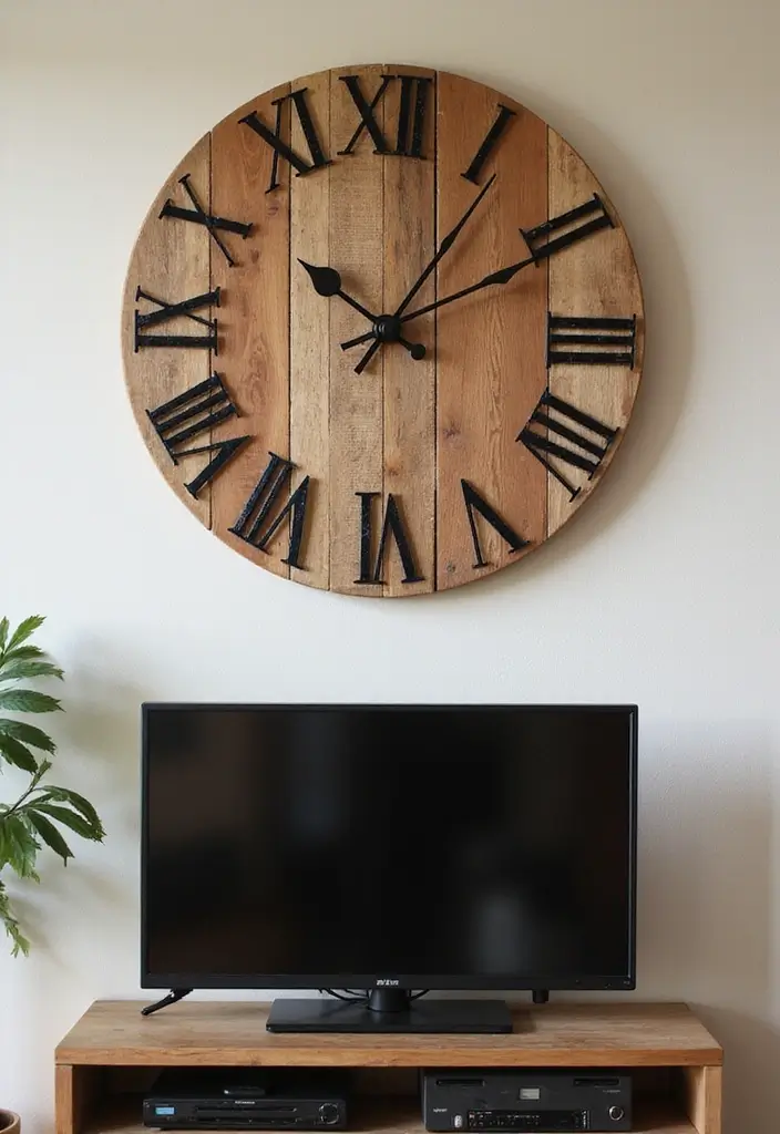 25 TV Wall Decor Ideas Using Pallet Wood 28 25 TV Wall Decor Ideas Using Pallet Wood - 14. Pallet Wood Wall Clock