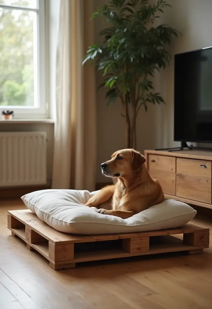 25 TV Wall Decor Ideas Using Pallet Wood 51 25 TV Wall Decor Ideas Using Pallet Wood - 25. Pallet Wood Pet Bed
