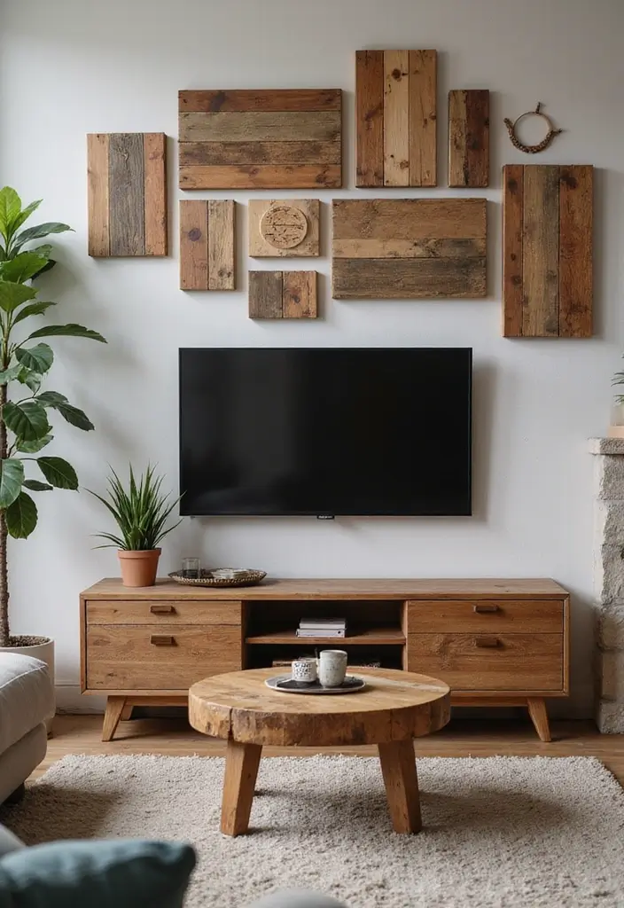 25 TV Wall Decor Ideas Using Pallet Wood 7 25 TV Wall Decor Ideas Using Pallet Wood - 5. Pallet Wood Art Pieces