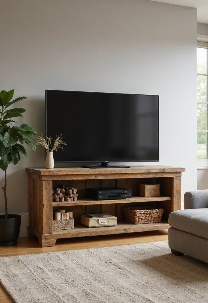 25 TV Wall Decor Ideas Using Pallet Wood 14 25 TV Wall Decor Ideas Using Pallet Wood - 6. Pallet Wood Console Table