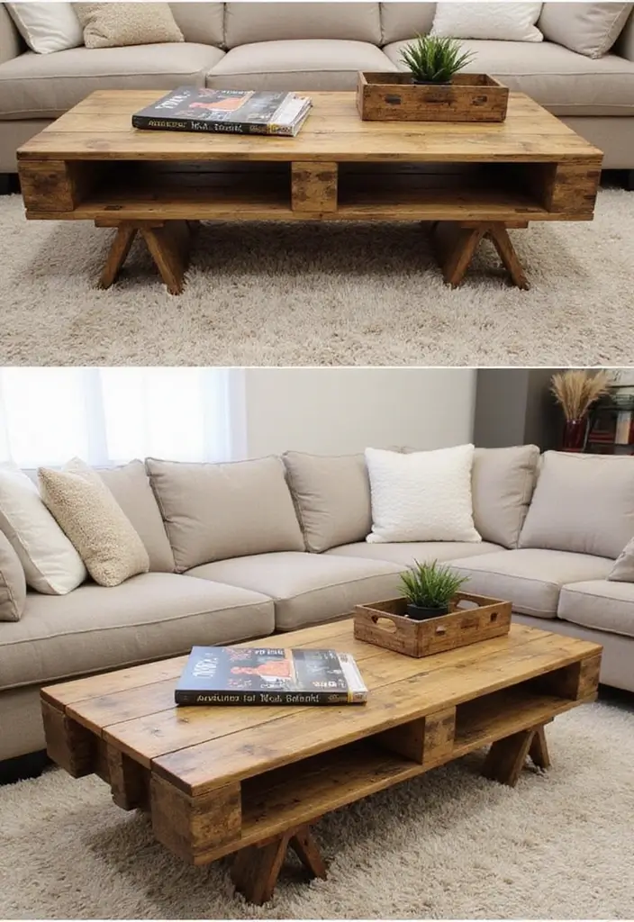 25 TV Wall Decor Ideas Using Pallet Wood 21 25 TV Wall Decor Ideas Using Pallet Wood - 9. Repurposed Pallet Wood Coffee Table