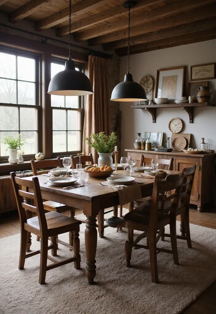 25 Traditional Dining Room Decor Ideas with Dark Wood Accents 45 25 Traditional Dining Room Decor Ideas with Dark Wood Accents - 17. Farmhouse Style Decor