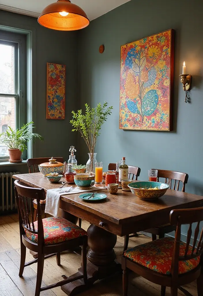 25 Traditional Dining Room Decor Ideas with Dark Wood Accents 52 25 Traditional Dining Room Decor Ideas with Dark Wood Accents - 18. Use of Colorful Accents