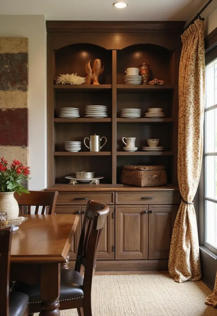 25 Traditional Dining Room Decor Ideas with Dark Wood Accents 62 25 Traditional Dining Room Decor Ideas with Dark Wood Accents - 20. Built-In Cabinets
