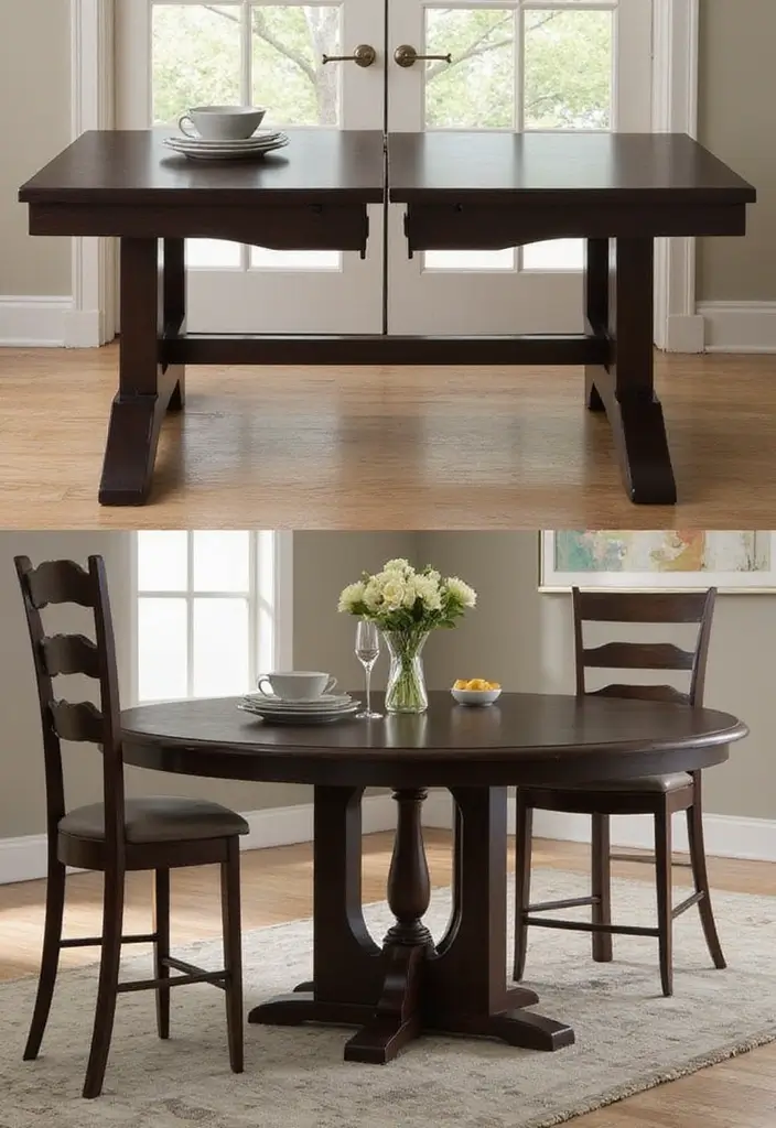25 Traditional Dining Room Decor Ideas with Dark Wood Accents 80 25 Traditional Dining Room Decor Ideas with Dark Wood Accents - 24. Practical Table Extensions