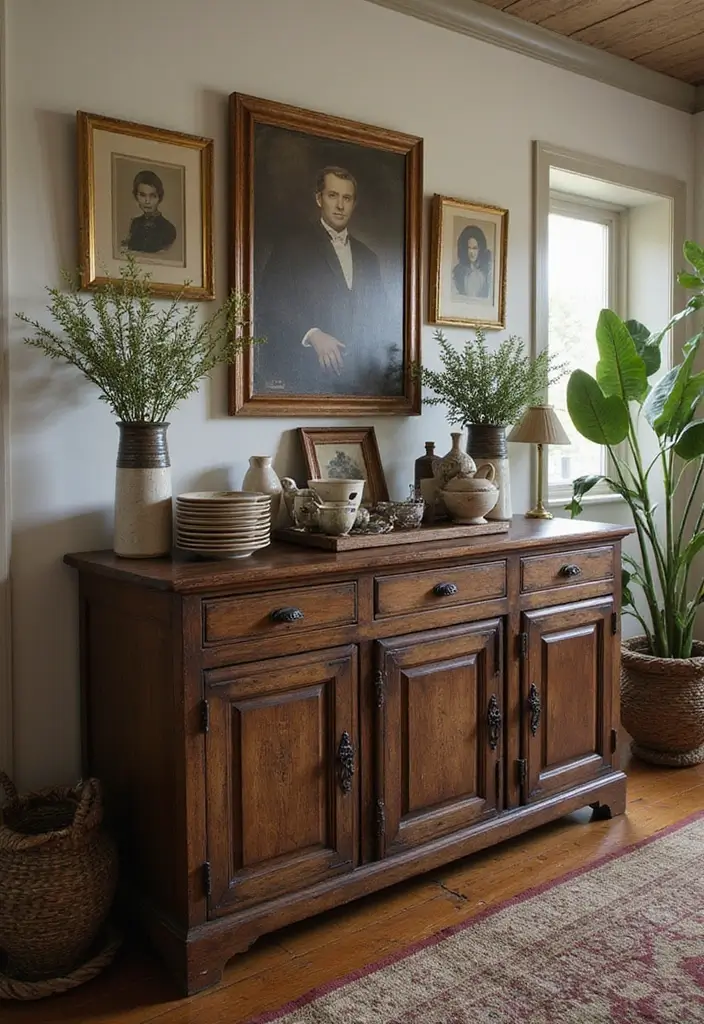 25 Traditional Dining Room Decor Ideas with Dark Wood Accents 11 25 Traditional Dining Room Decor Ideas with Dark Wood Accents - 3. Rustic Sideboard