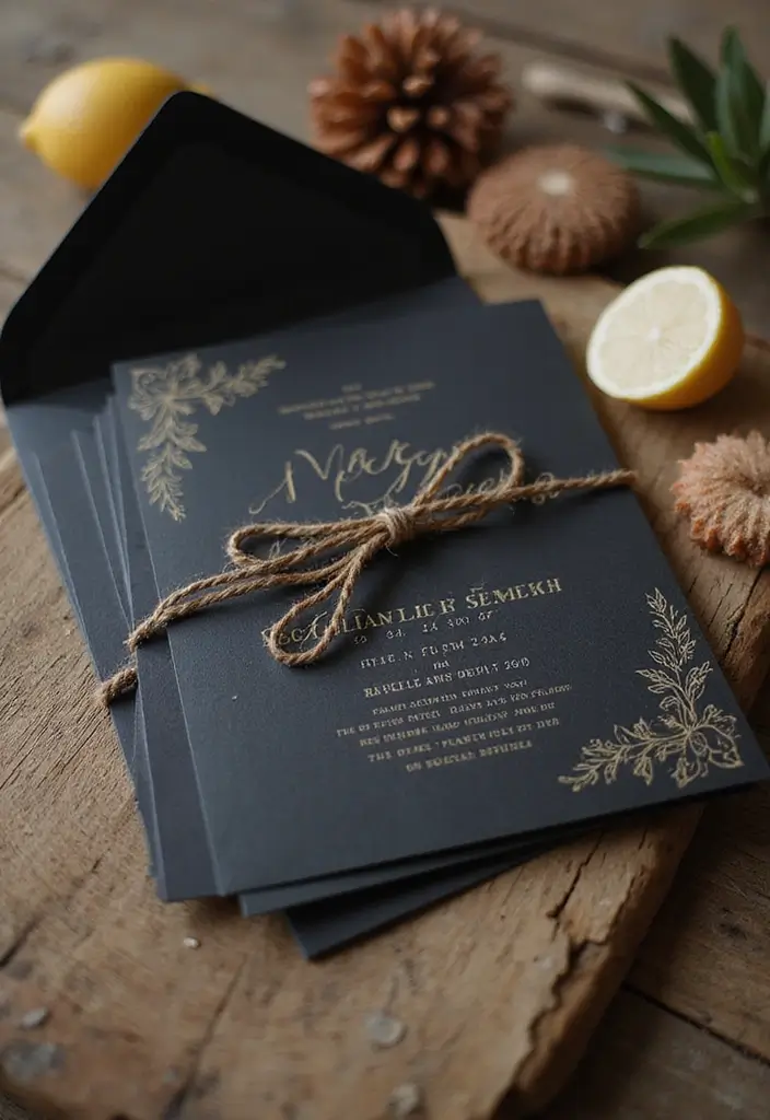 27 Black and Wood Party Decor Ideas for a Classy Setup 33 27 Black and Wood Party Decor Ideas for a Classy Setup - 11. Black and Wood Themed Invitations