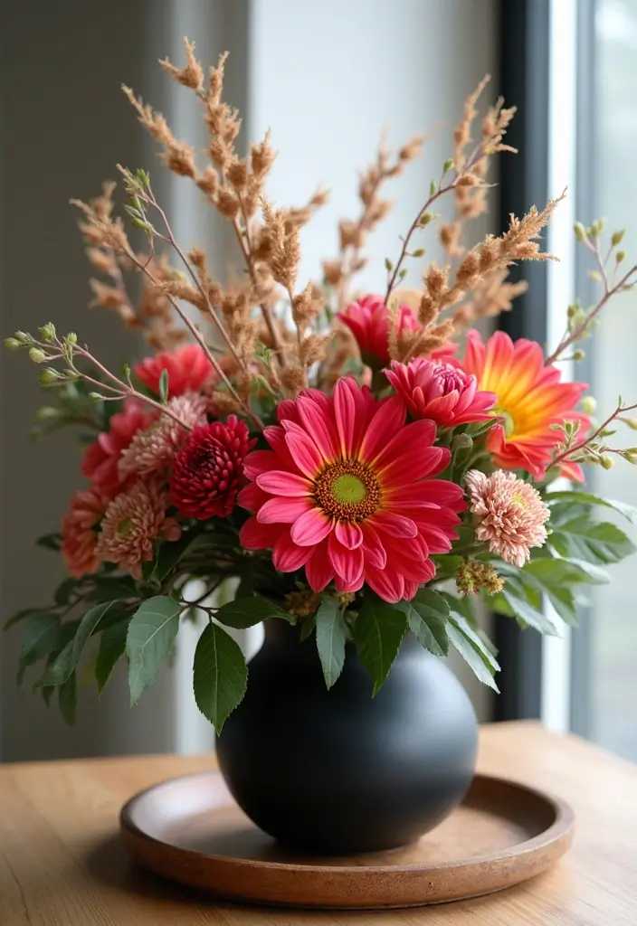 27 Black and Wood Party Decor Ideas for a Classy Setup 34 27 Black and Wood Party Decor Ideas for a Classy Setup - 12. Black and Wood Flower Arrangements