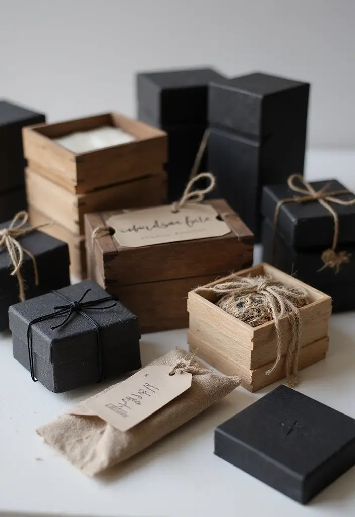 27 Black and Wood Party Decor Ideas for a Classy Setup 42 27 Black and Wood Party Decor Ideas for a Classy Setup - 14. Black and Wood Themed Favors