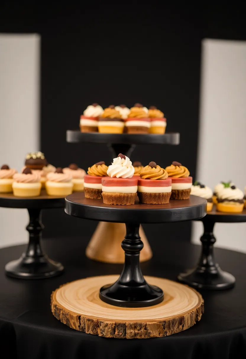 27 Black and Wood Party Decor Ideas for a Classy Setup 72 27 Black and Wood Party Decor Ideas for a Classy Setup - 20. Classy Black and Wood Dessert Stands