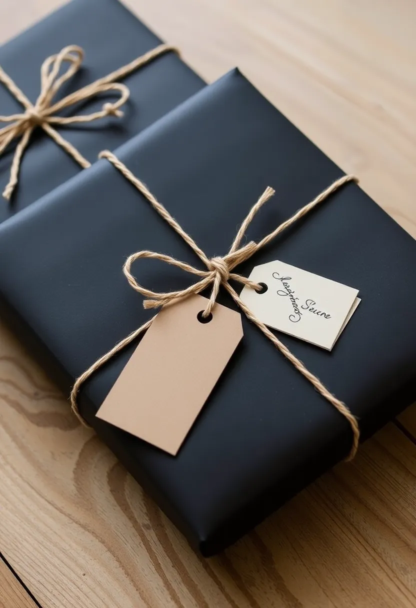 27 Black and Wood Party Decor Ideas for a Classy Setup 75 27 Black and Wood Party Decor Ideas for a Classy Setup - 21. Rustic Black and Wood Gift Wrapping