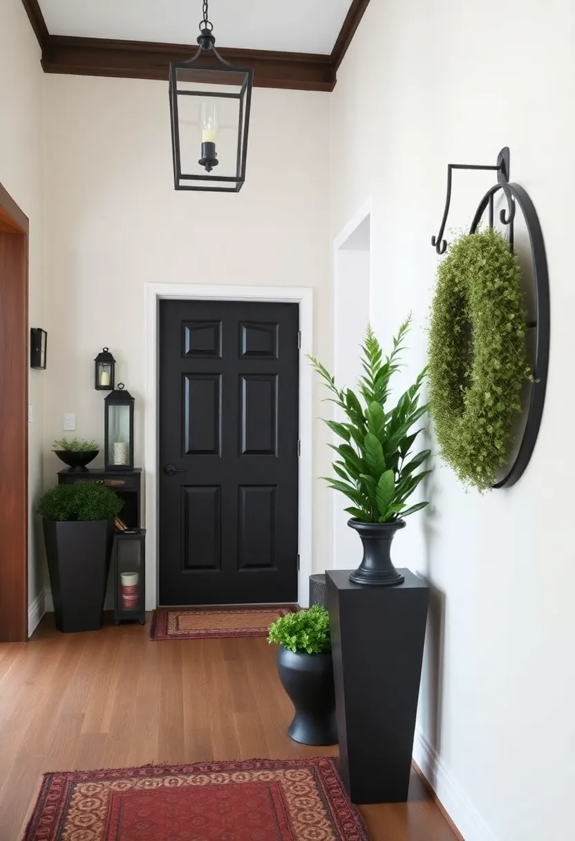 27 Black and Wood Party Decor Ideas for a Classy Setup 89 27 Black and Wood Party Decor Ideas for a Classy Setup - 23. Elegant Black and Wood Entryway Decor