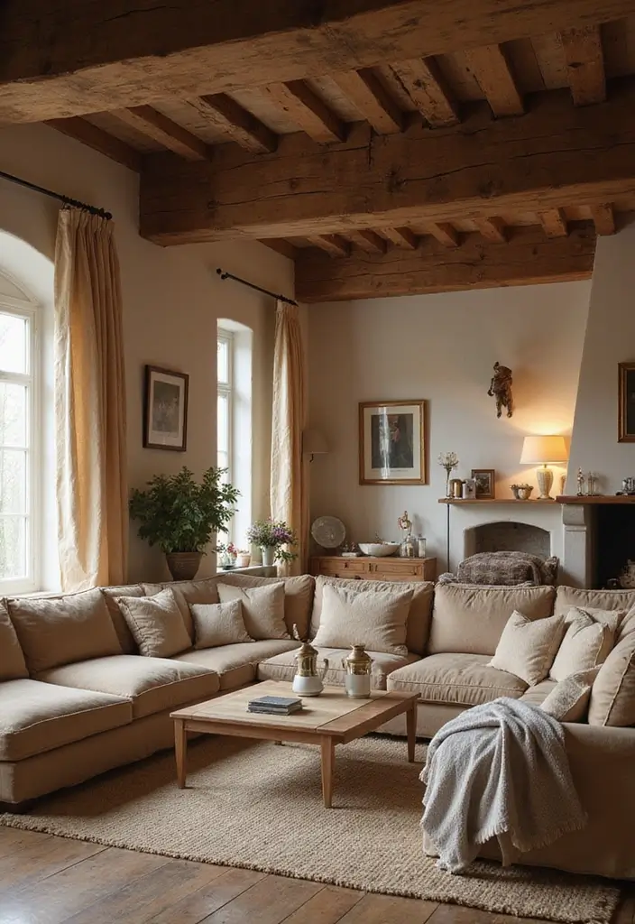 27 Brown Wood Living Room Decor Ideas That Feel Cozy and Balanced 1 27 Brown Wood Living Room Decor Ideas That Feel Cozy and Balanced - 1. Embrace Rustic Wooden Beams