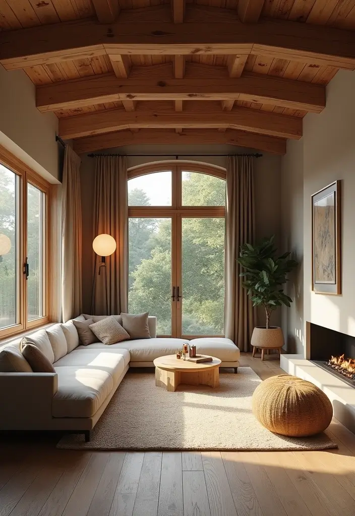 27 Brown Wood Living Room Decor Ideas That Feel Cozy and Balanced 69 27 Brown Wood Living Room Decor Ideas That Feel Cozy and Balanced - 25. Add Wooden Elements to Your Ceiling