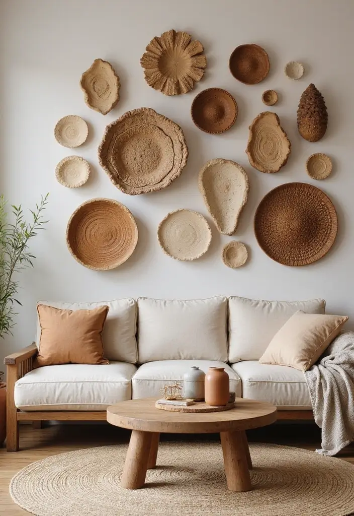27 Brown Wood Living Room Decor Ideas That Feel Cozy and Balanced 19 27 Brown Wood Living Room Decor Ideas That Feel Cozy and Balanced - 7. Earthy Wall Art