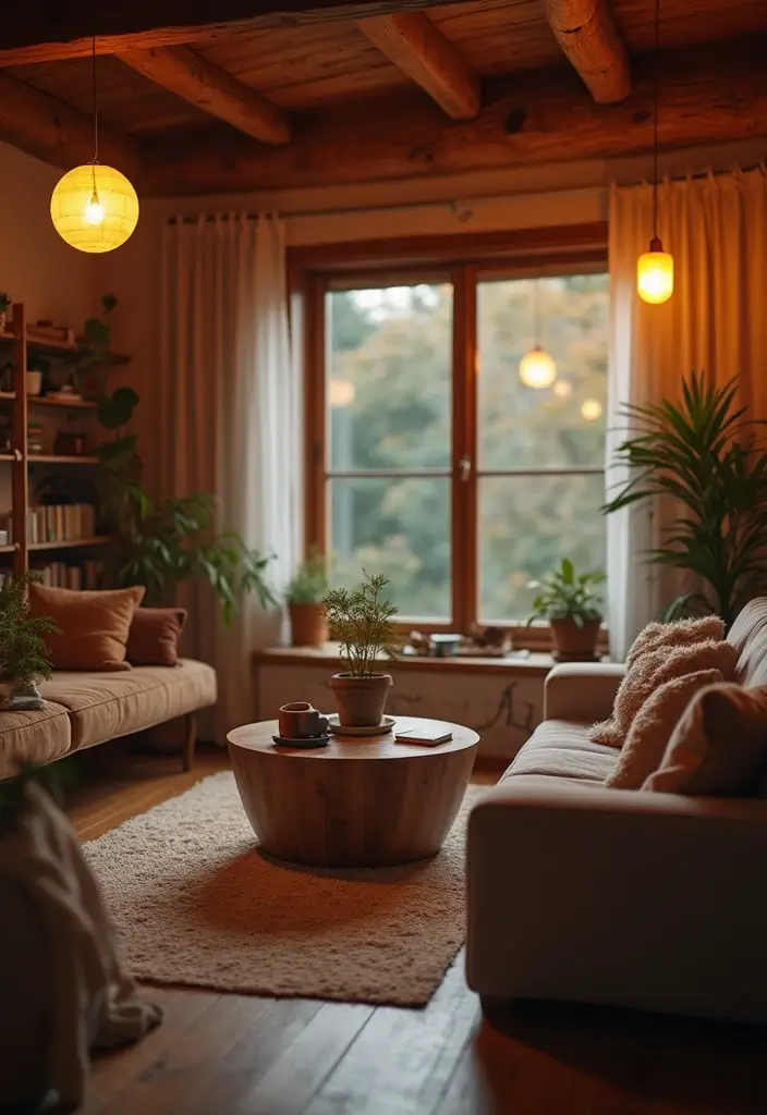 27 Brown Wood Living Room Decor Ideas That Feel Cozy and Balanced 21 27 Brown Wood Living Room Decor Ideas That Feel Cozy and Balanced - 9. Wood Accents in Lighting