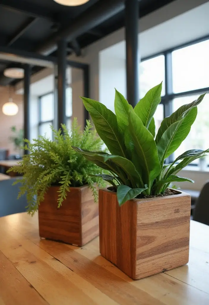 27 Cherry Wood Office Decor Ideas for Warm Workspaces 32 27 Cherry Wood Office Decor Ideas for Warm Workspaces - 12. Cherry Wood Planters