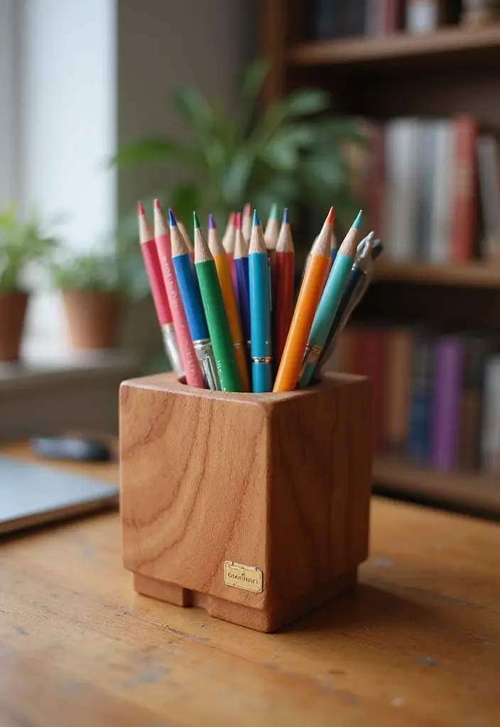27 Cherry Wood Office Decor Ideas for Warm Workspaces 39 27 Cherry Wood Office Decor Ideas for Warm Workspaces - 19. Cherry Wood Pen Holders