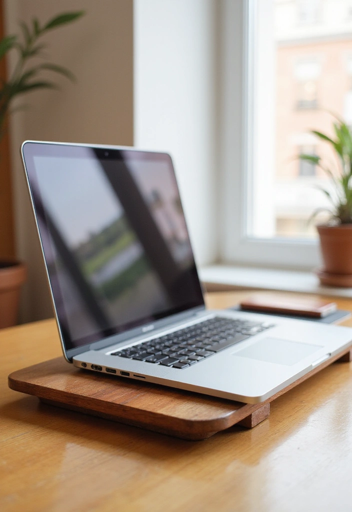 27 Cherry Wood Office Decor Ideas for Warm Workspaces 44 27 Cherry Wood Office Decor Ideas for Warm Workspaces - 20. Cherry Wood Laptop Stand