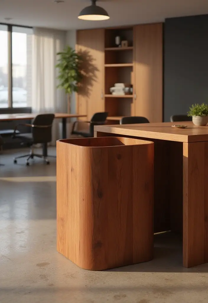 27 Cherry Wood Office Decor Ideas for Warm Workspaces 51 27 Cherry Wood Office Decor Ideas for Warm Workspaces - 25. Cherry Wood Waste Bins