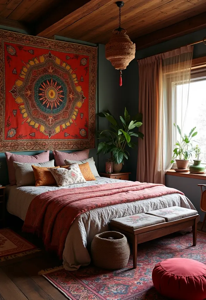 27 Dark Wood Bedroom Furniture Ideas with Boho Charm 82 27 Dark Wood Bedroom Furniture Ideas with Boho Charm - 24. Global Influences