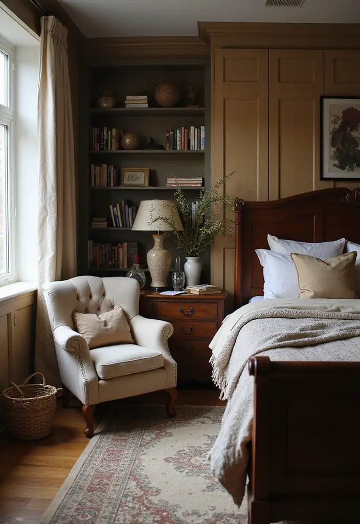 27 Dark Wood and White Decor Ideas for Bright Balanced Interiors 13 27 Dark Wood and White Decor Ideas for Bright Balanced Interiors - 5. Create a Cozy Reading Nook