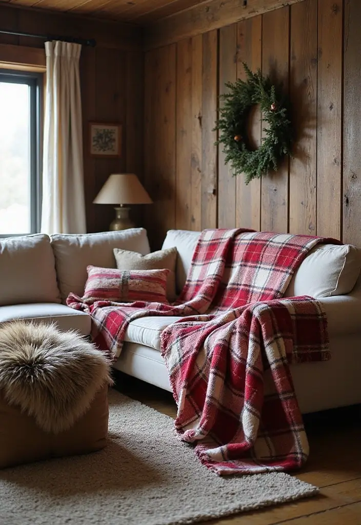 27 Red White and Wood Christmas Decor Ideas for Holiday Warmth 59 27 Red White and Wood Christmas Decor Ideas for Holiday Warmth - 11. Cozy Blanket Throws