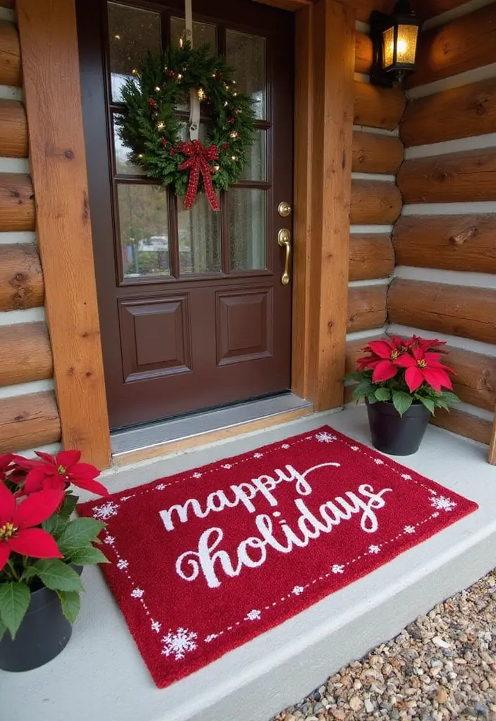 27 Red White and Wood Christmas Decor Ideas for Holiday Warmth 74 27 Red White and Wood Christmas Decor Ideas for Holiday Warmth - 14. Seasonal Door Mats