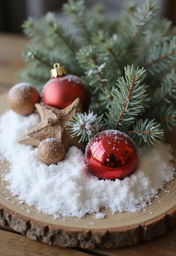 27 Red White and Wood Christmas Decor Ideas for Holiday Warmth 82 27 Red White and Wood Christmas Decor Ideas for Holiday Warmth - 18. Snowy Vignettes