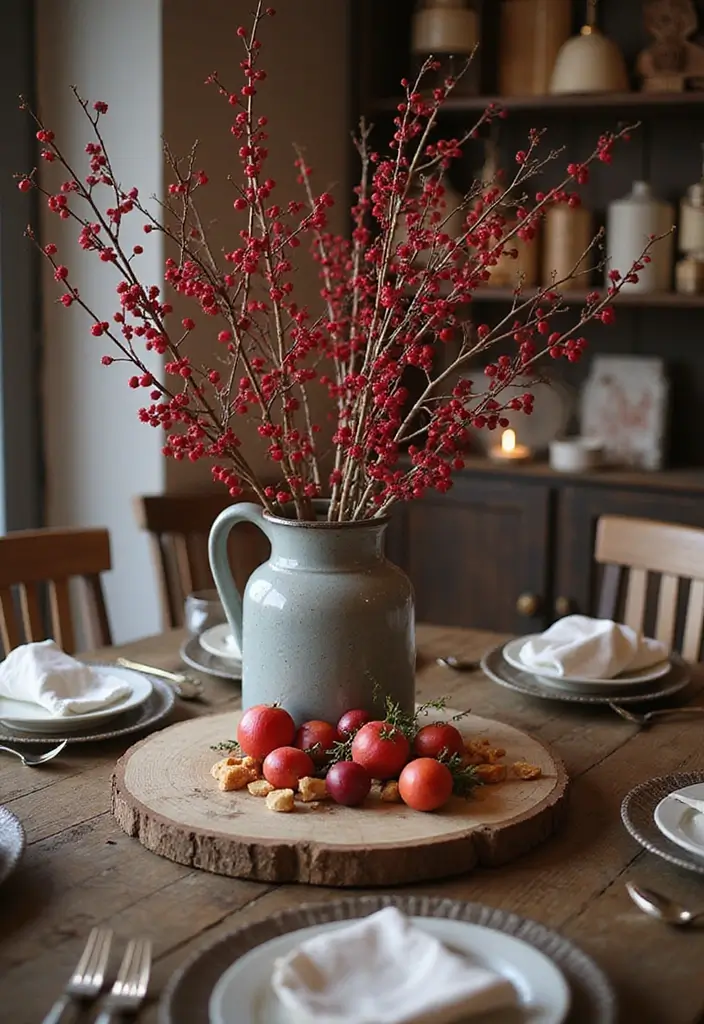 27 Red White and Wood Christmas Decor Ideas for Holiday Warmth 84 27 Red White and Wood Christmas Decor Ideas for Holiday Warmth - 20. Red Berry Branches