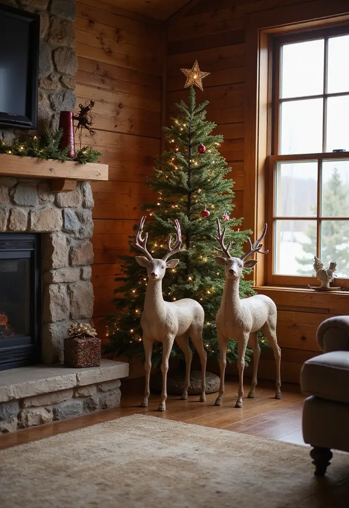 27 Red White and Wood Christmas Decor Ideas for Holiday Warmth 91 27 Red White and Wood Christmas Decor Ideas for Holiday Warmth - 21. Rustic Reindeer Accents