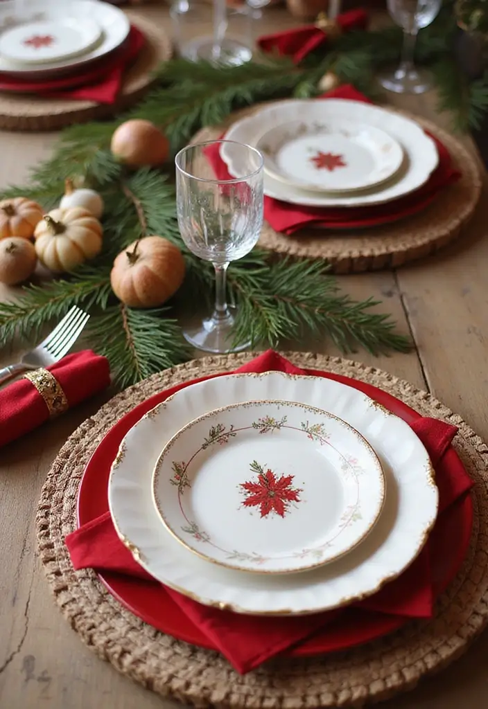 27 Red White and Wood Christmas Decor Ideas for Holiday Warmth 15 27 Red White and Wood Christmas Decor Ideas for Holiday Warmth - 3. Festive Table Setting