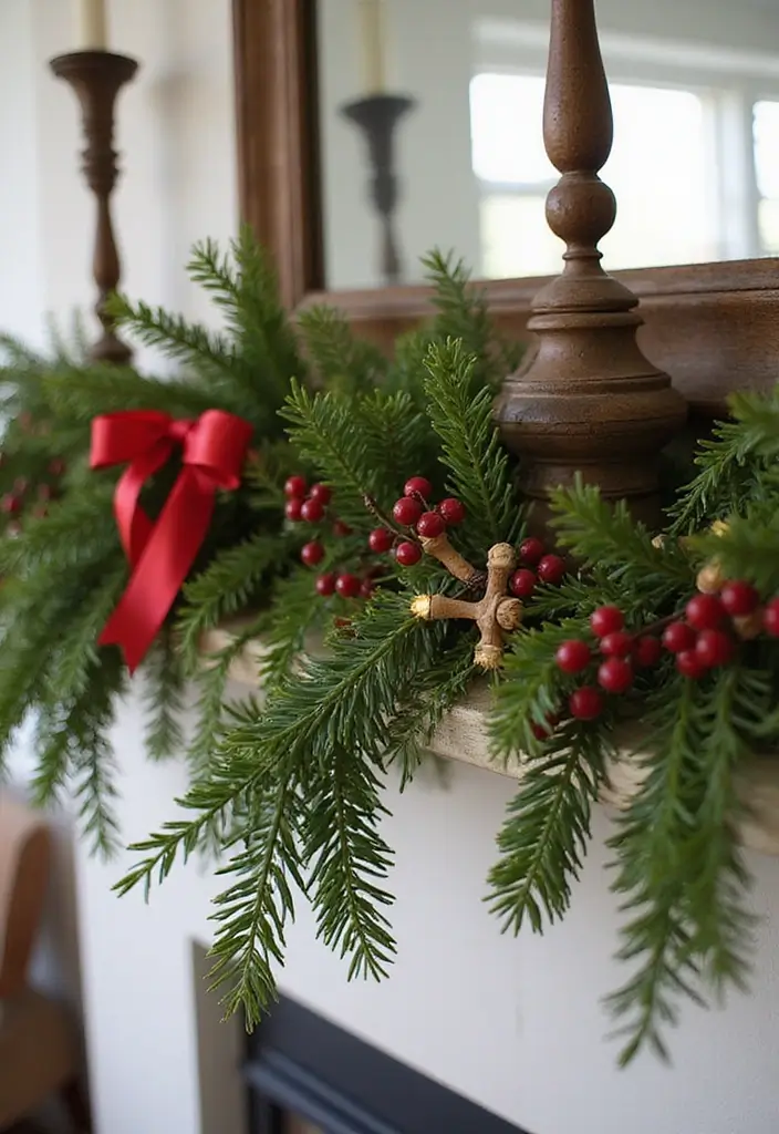 27 Red White and Wood Christmas Decor Ideas for Holiday Warmth 22 27 Red White and Wood Christmas Decor Ideas for Holiday Warmth - 4. Rustic Garland