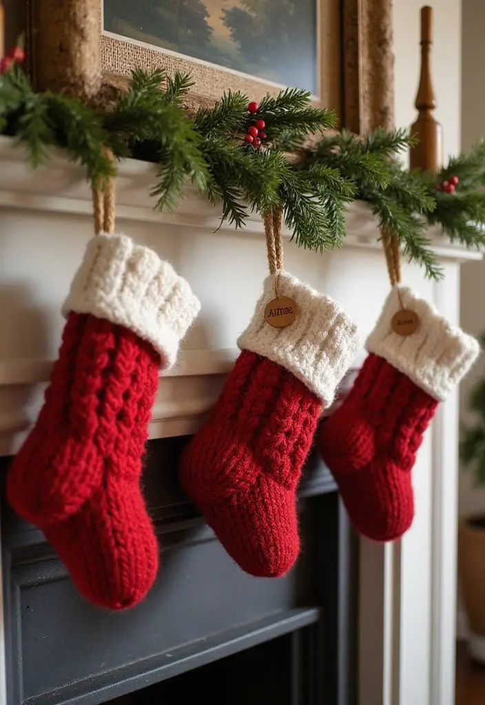 27 Red White and Wood Christmas Decor Ideas for Holiday Warmth 50 27 Red White and Wood Christmas Decor Ideas for Holiday Warmth - 8. Rustic Stockings