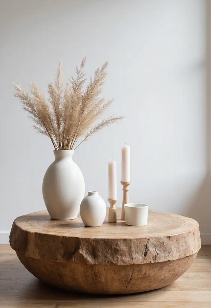 27 Round Wood Coffee Table Decor Ideas That Tie a Room Together 37 27 Round Wood Coffee Table Decor Ideas That Tie a Room Together - 11. Modern Minimalist Arrangements