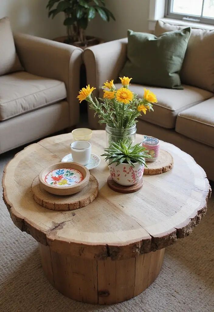 27 Round Wood Coffee Table Decor Ideas That Tie a Room Together 53 27 Round Wood Coffee Table Decor Ideas That Tie a Room Together - 19. DIY Decor Projects