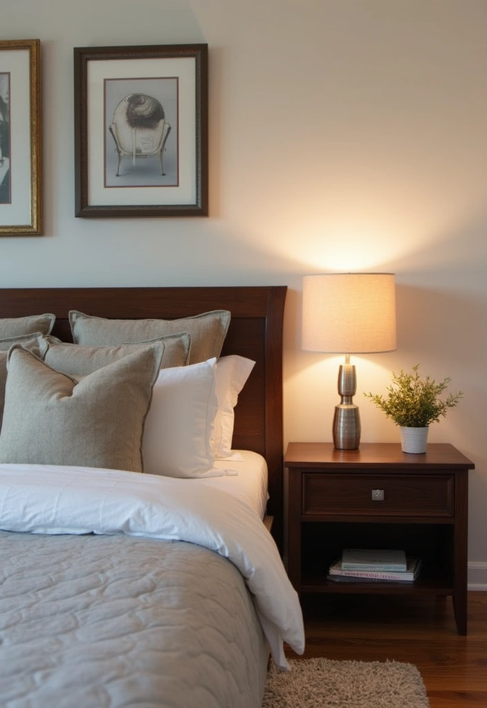 28 Dark Wood Headboard Bedroom Decor Ideas for a Luxurious Touch - 13. Dark Wood Headboard with Attached Nightstands